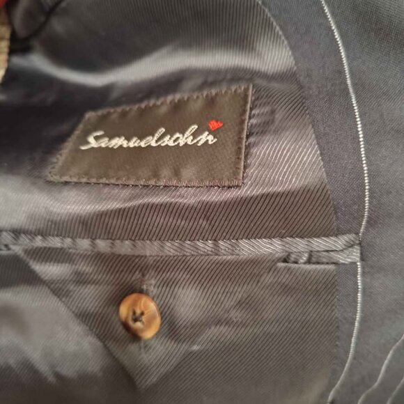 Samuelsohn Jacket Blazer Sportscoat Dark Blue Pinstripe - Picture 5 of 8